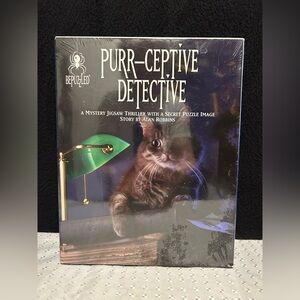 VTG Bepuzzled Purr-ceptive Detective 1000 PC Mystery Puzzle W/ Story New Sealed